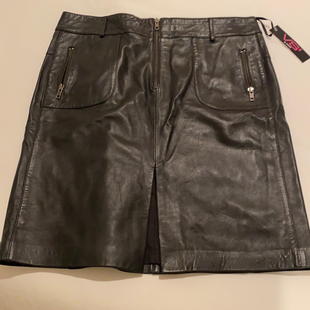 Black Napa leather skirt